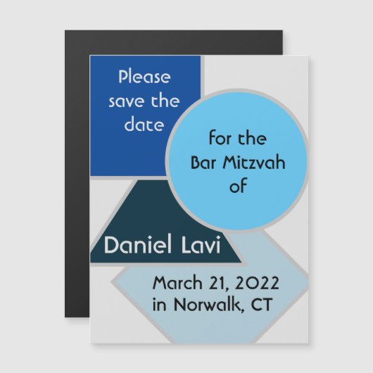 Mod Blauwe vormen Sparen de Magnet van de Datum (Voorkant / Achterkant)