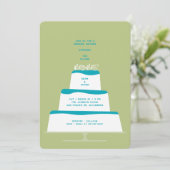 Mod Blauwgroen Iced Wedding Cake paar douche Kaart (Staand voorkant)