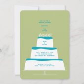 Mod Blauwgroen Iced Wedding Cake paar douche Kaart (Voorkant)