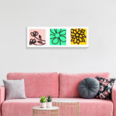 Mod bloem kunstset canvas afdruk (Insitu (Woonkamer))