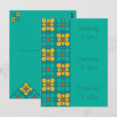 Mod Bloem tegel patroon Blauwgroen & geel, dagelij Briefkaart (Voorkant / Achterkant)