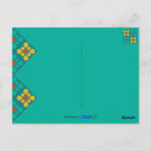 Mod Bloem tegel patroon Blauwgroen & geel, dagelij Briefkaart (Achterkant)