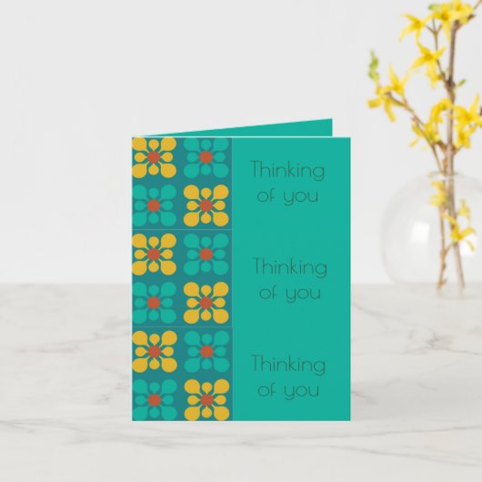 Mod Bloem tegel patroon Blauwgroen & geel, dagelij Kaart (Gele Bloem)