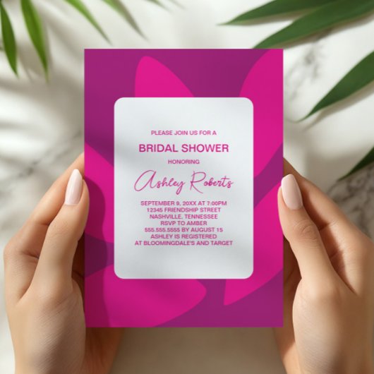 Mod Bloemblaadjes Botanische Fuchsia Bruidsdouche Kaart