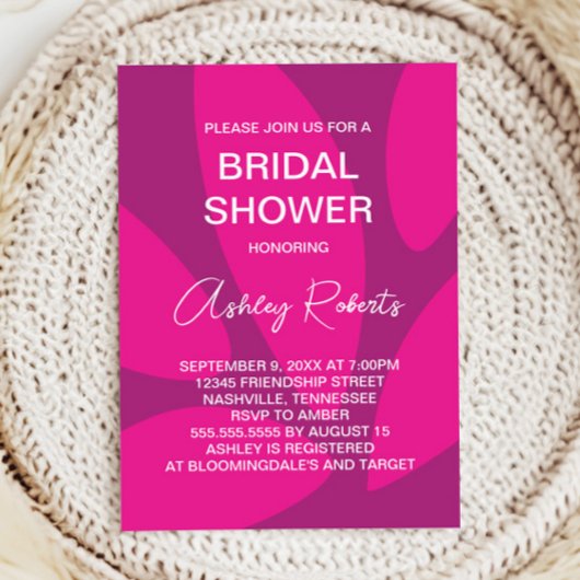 Mod Bloemblaadjes Botanische Fuchsia Bruiloft Fees Kaart