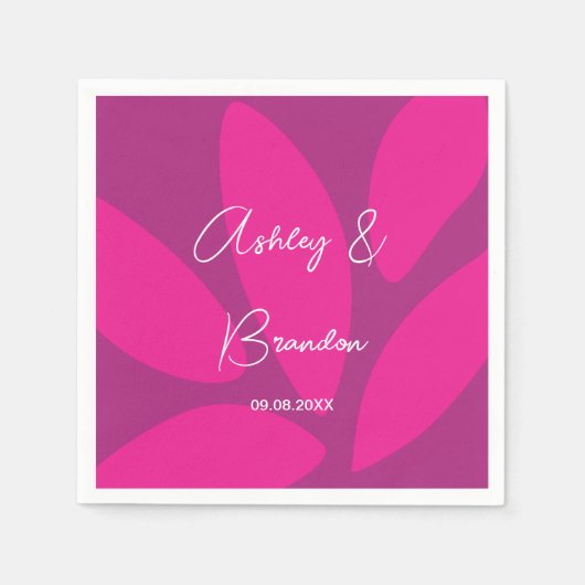 Mod Bloemblaadjes Botanische Fuchsia Bruiloft Servet (Voorkant)