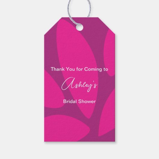 Mod Bloemblaadjes Botanische Fuchsia Bruiloftsborr Cadeaulabel (Voorkant)