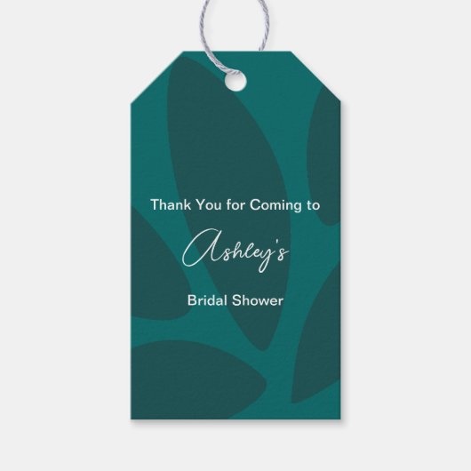 Mod Bloemblaadjes Botanische Turquoise Bruidsuitno Cadeaulabel (Voorkant)