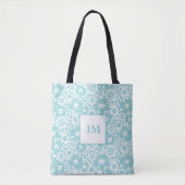 Mod bloempatroon met initialen tote bag (Voorkant)