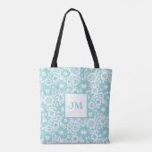 Mod bloempatroon met initialen tote bag (Achterkant)