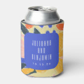 Mod Blue Artsy Abstract Botanical Weddenschap Cust Blikjeskoeler (Blikje Voorkant)