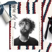 Mod Blue Deep Red Photo Class of 2026 Graduation Aankondiging