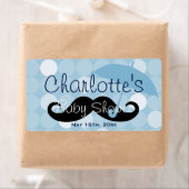 Mod Blue Dot Mustache Baby shower Waterfles Etiket (Insitu)