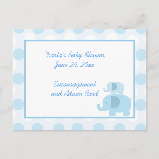 Mod Blue Elephant Baby shower Advice Kaarten (Voorkant)