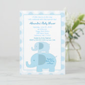 Mod Blue Elephants 5x7 Baby shower-uitnodiging Kaart (Staand voorkant)