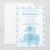 Mod Blue Elephants 5x7 Baby shower-uitnodiging Kaart (Voorkant / Achterkant)
