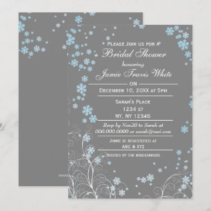 Mod Blue Grey Winter Vrijgezellenfeest nodigen Kaart