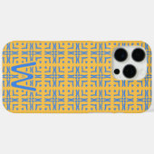 Mod Blue Hearts Tiled Mosterd Monogram Case-Mate iPhone Case (Achterkant (horizontaal))