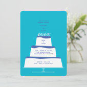 Mod Blue Iced Wedding Cake paar douche Kaart (Staand voorkant)