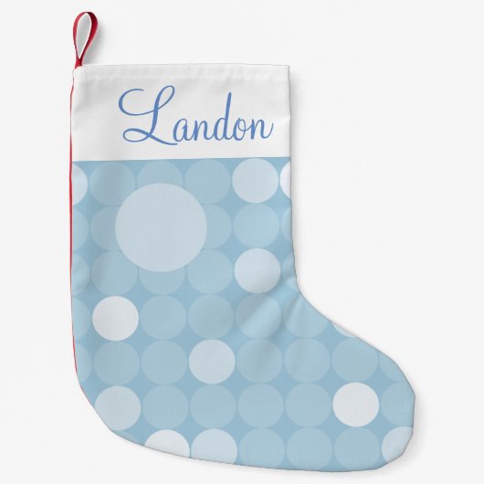 Mod Blue Polka Dot Kerstmis Kleine Kerstsok (Voorkant)