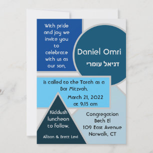 Mod Blue Shapes Invitation Kaart