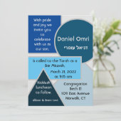 Mod Blue Shapes Uitnodiging (Staand voorkant)