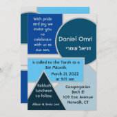 Mod Blue Shapes Uitnodiging (Voorkant / Achterkant)