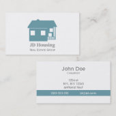 Mod Blue White Classy Real estate business cards Visitekaartje (Voorkant / Achterkant)