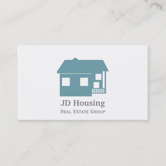 Mod Blue White Classy Real estate business cards Visitekaartje (Voorkant)