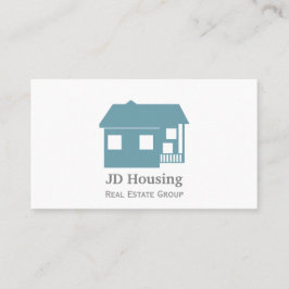 Mod Blue White Classy Real estate business cards Visitekaartje