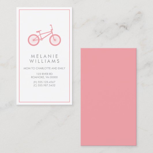Mod Blush Roze fiets Contactkaartje (Voorkant / Achterkant)