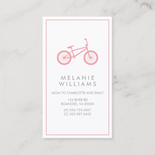 Mod Blush Roze fiets Contactkaartje (Voorkant)