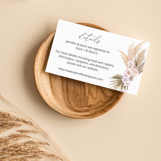 MOD Boho Pampas Grass Beach Floral Details SM Informatiekaartje