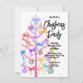 Mod Bow Roze Kerstboom Party Uitnodiging (Voorkant)