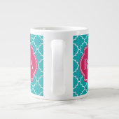 Mod Bright Blue Trellis Pink Monogram Grote Koffiekop (Achterkant)