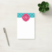 Mod Bright Blue Trellis Pink Monogram Post-it® Notes (Kantoor)