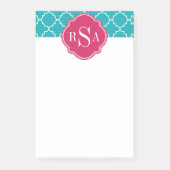 Mod Bright Blue Trellis Pink Monogram Post-it® Notes (Voorkant)
