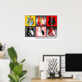 Mod Brit Pop Art elektrisch gitaarcollectie Poster (Thuiskantoor)