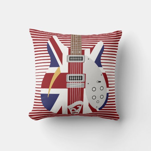 Mod Brit Pop kunst Union Jack gitaar Kussen (Voorkant)