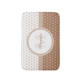 Mod bruin en witte poka dots monogram met naam badmat (Voorkant Verticaal)