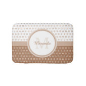 Mod bruin en witte poka dots monogram met naam badmat (Voorkant)