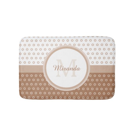Mod bruin en witte poka dots monogram met naam badmat (Voorkant)