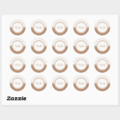 Mod bruin en witte poka dots monogram met naam ronde sticker (Vel)