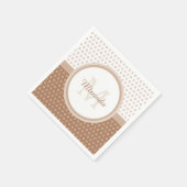 Mod bruin en witte poka dots monogram met naam servetten (Hoek)