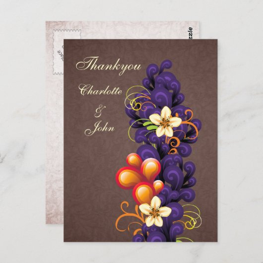 mod bruin paars Dank u wel Briefkaart (Voorkant / Achterkant)