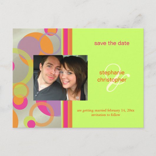 Mod bubbles, Save the Date Foto briefkaarten, Aankondigingskaart (Voorkant)