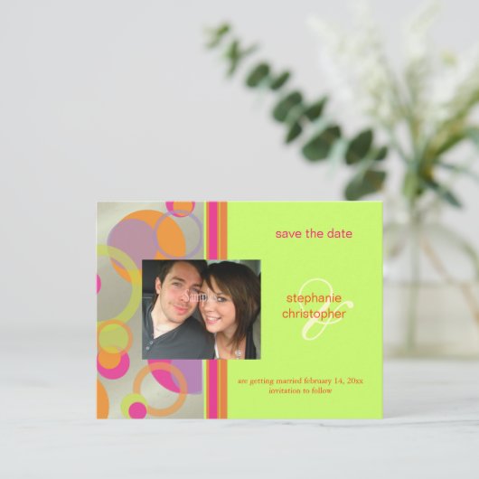 Mod bubbles, Save the Date Foto briefkaarten, Aankondigingskaart (Staand voorkant)