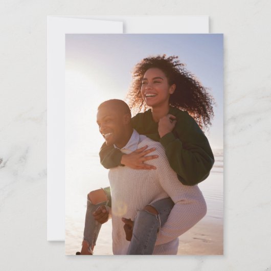 MOD Calligrafie met Duo Photo Save the Date Kaart (Achterkant)