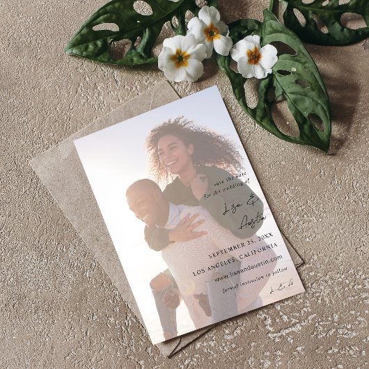 MOD Calligrafie met Duo Photo Save the Date Kaart