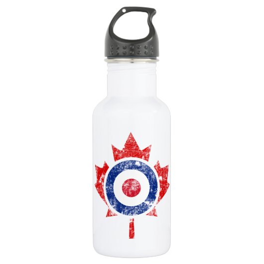 Mod Canada Curling Hockey Target Grunge Ice Waterfles (Voorkant)